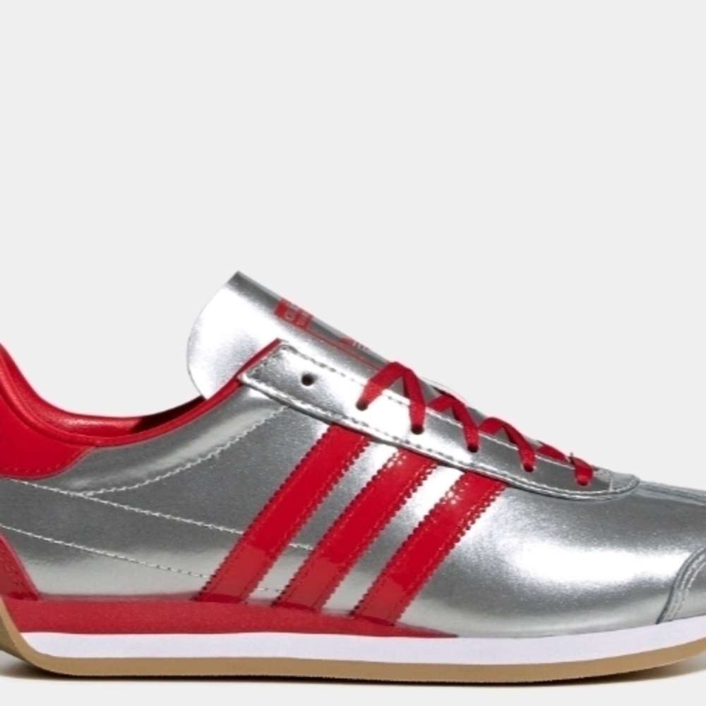 adidas Women's Silver and Red Sneakers
